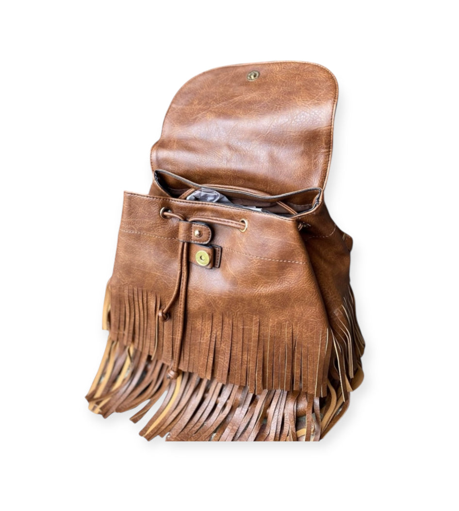 Metro Muse Tan Fringe Convertible Backpack
