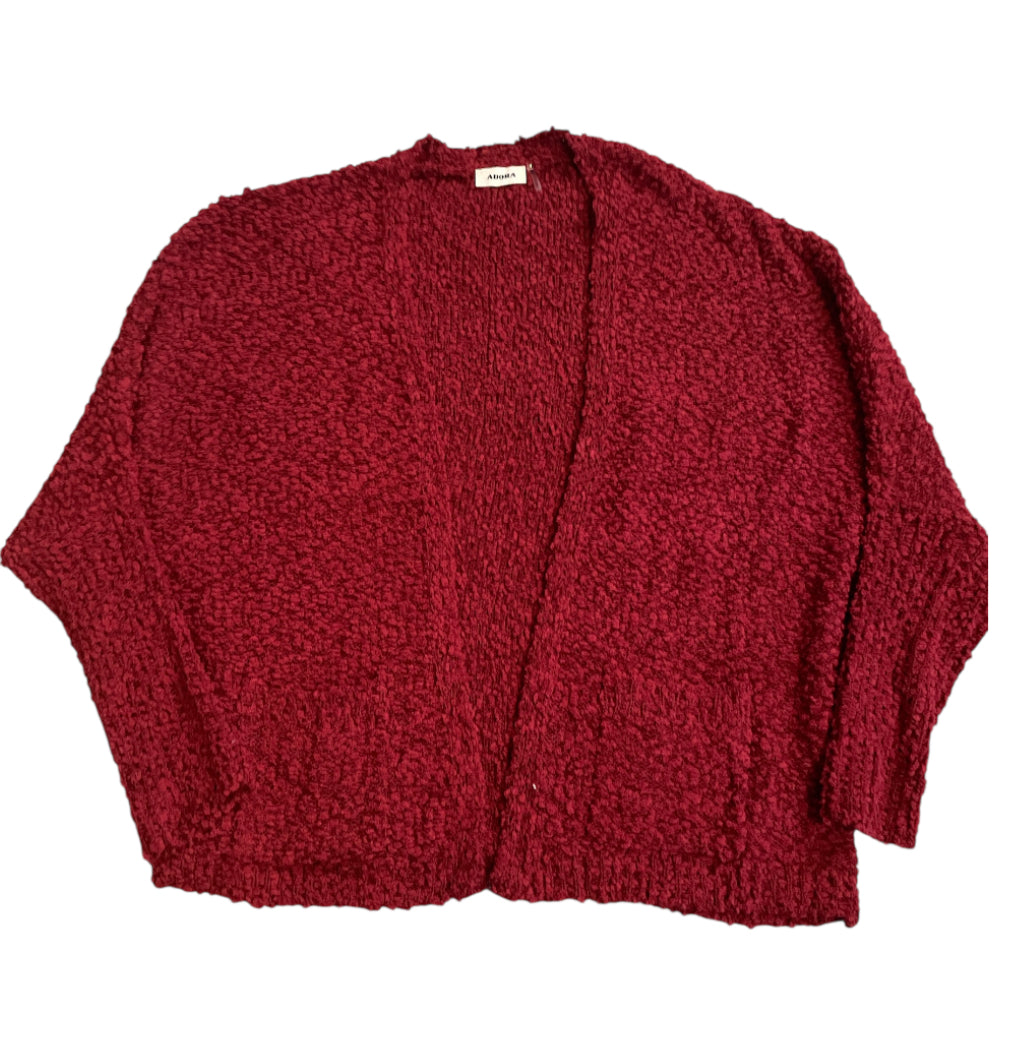 Adora Burgundy Weave Open Front Cardigan (1x/2x)