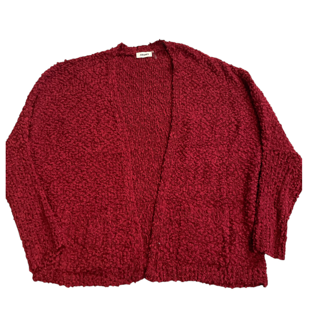 Adora Burgundy Weave Open Front Cardigan (1x/2x)