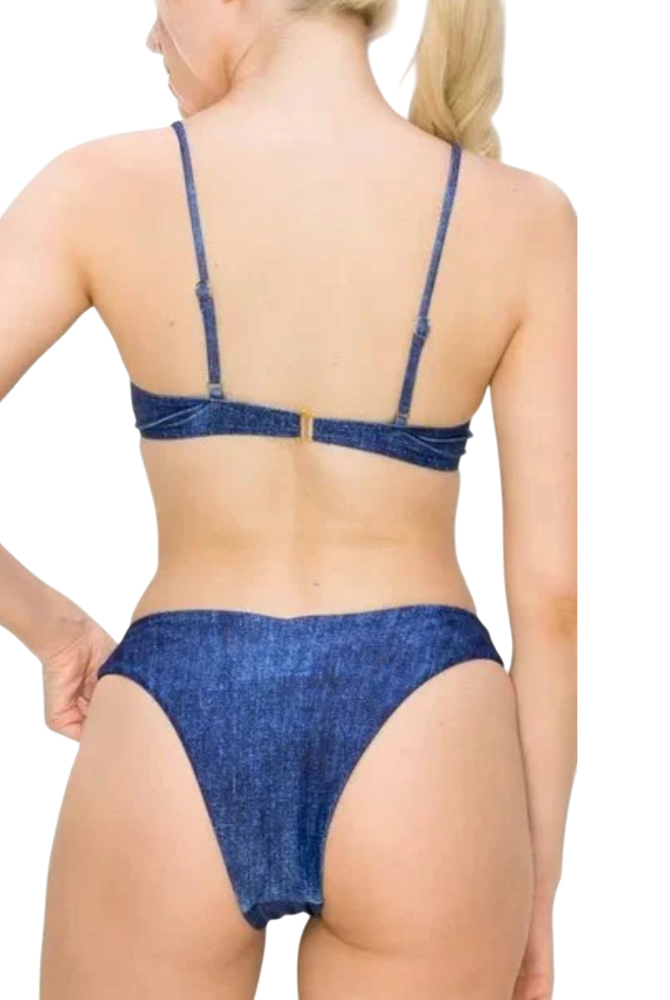 AndTheWhy Denim Print 2-Piece Bikini Swimsuit (Small)