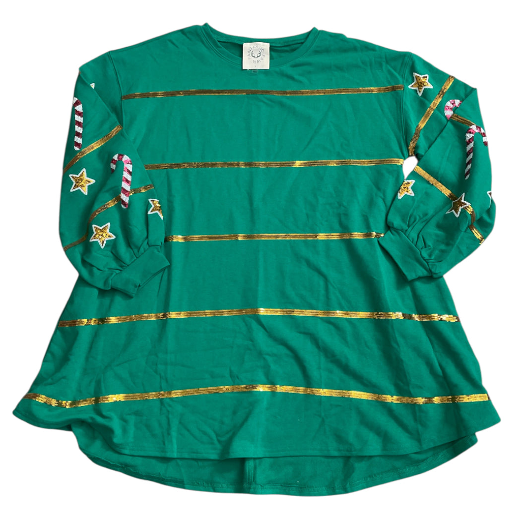 Fantastic Fawn The Christmas Sequin Stripe Sweatshirt Dress (Large)