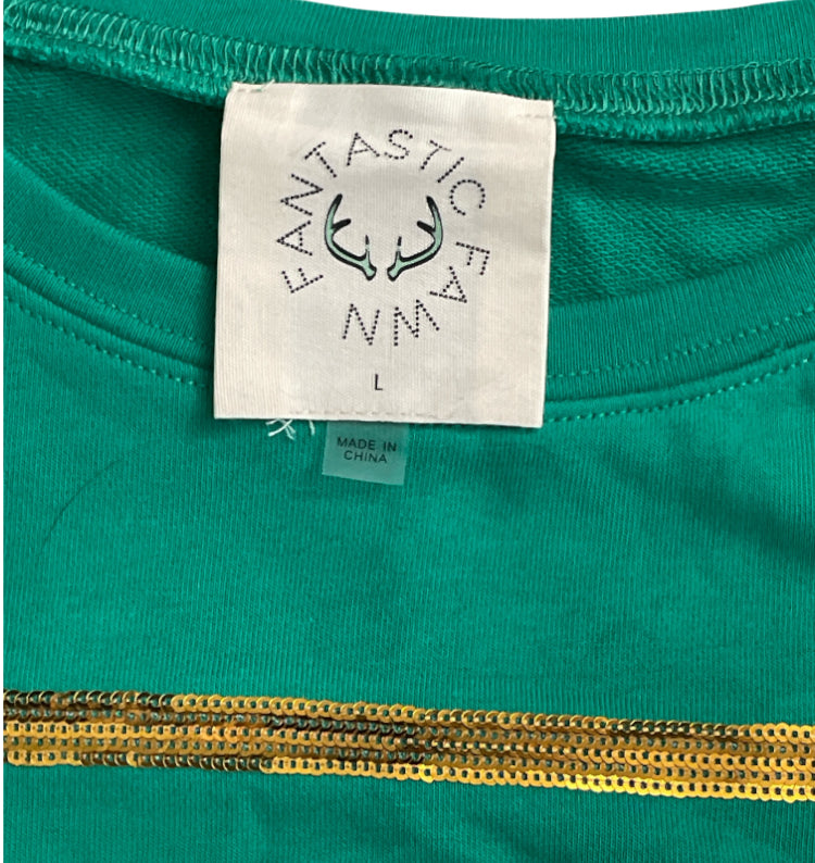 Fantastic Fawn The Christmas Sequin Stripe Sweatshirt Dress (Large)