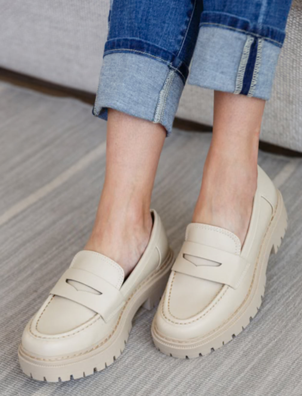 Aldo Bone Platform Chunky Lug Loafers.(9)