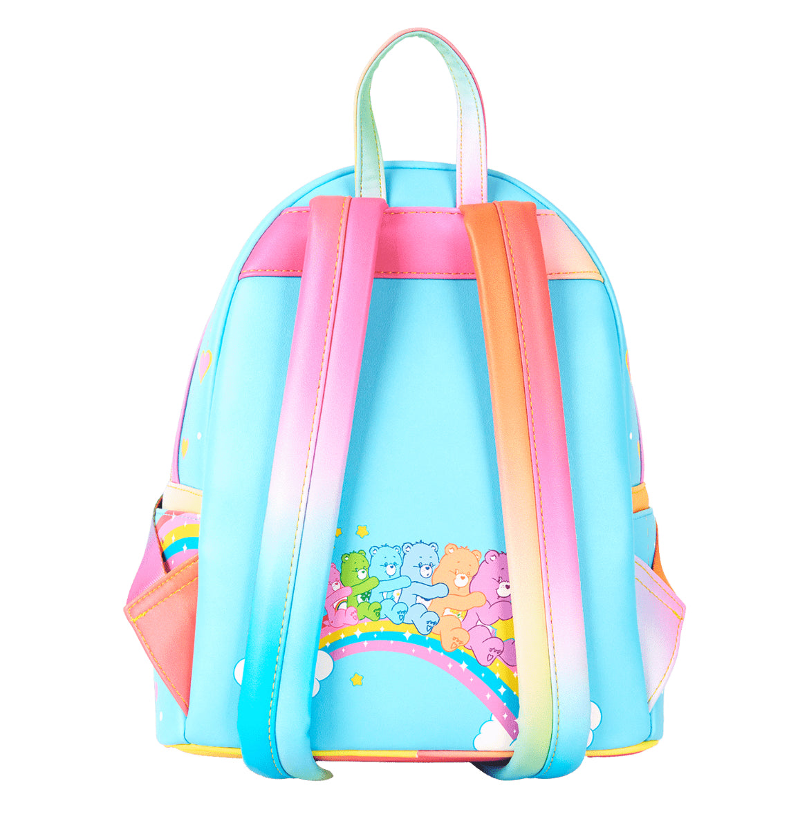 Loungefly Care Bears Cheer Bear &amp; Share Bear Rainbow Umbrella Mini Backpack.