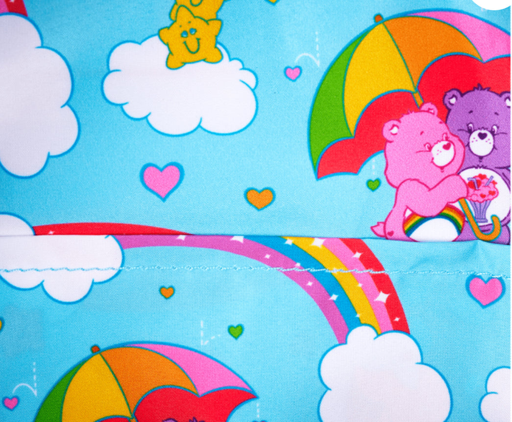 Loungefly Care Bears Cheer Bear &amp; Share Bear Rainbow Umbrella Mini Backpack.