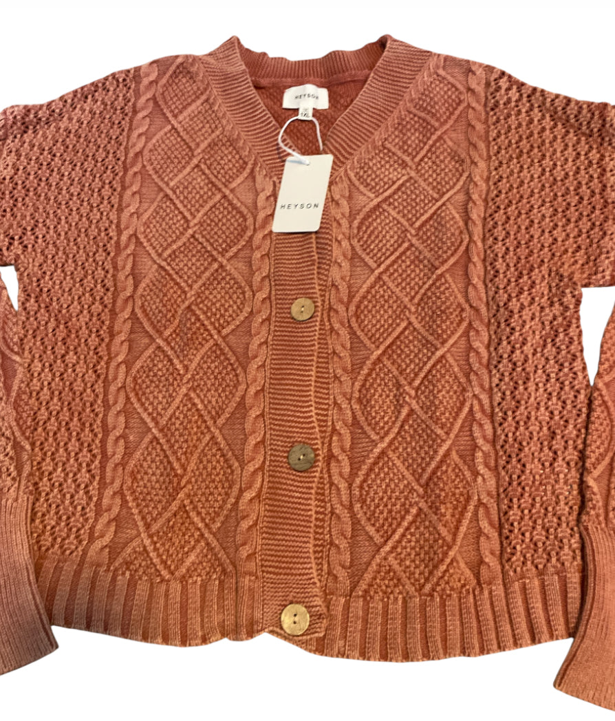 Heyson Sunburst Cable-knit Cardigan (1XL)