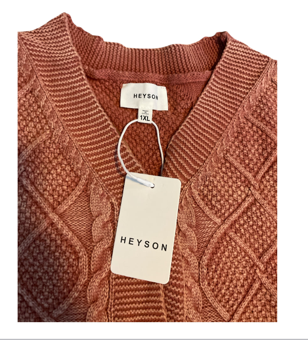 Heyson Sunburst Cable-knit Cardigan (1XL)
