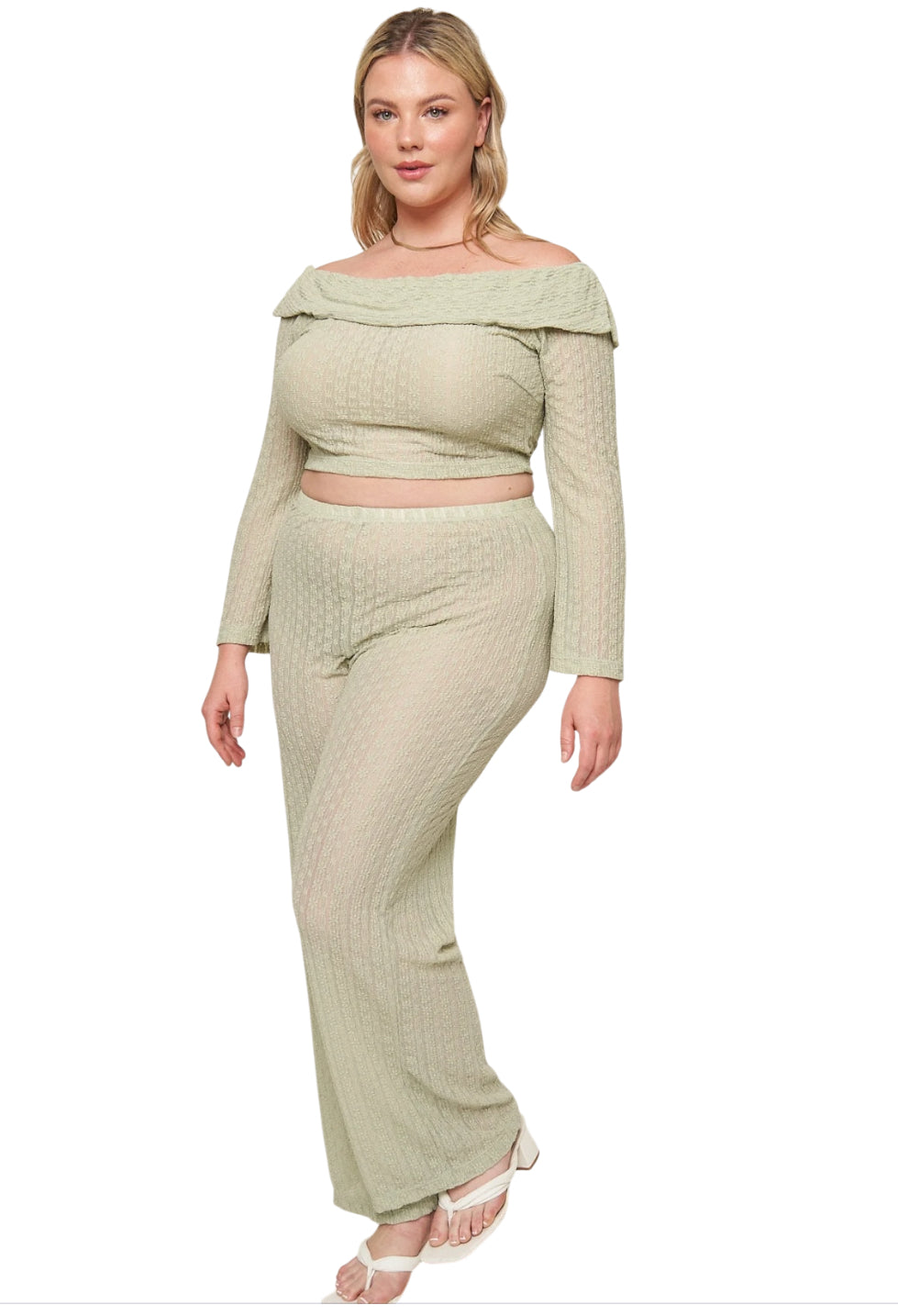 What Lo Wants Elaine Sheer Pant in Sage (1x)