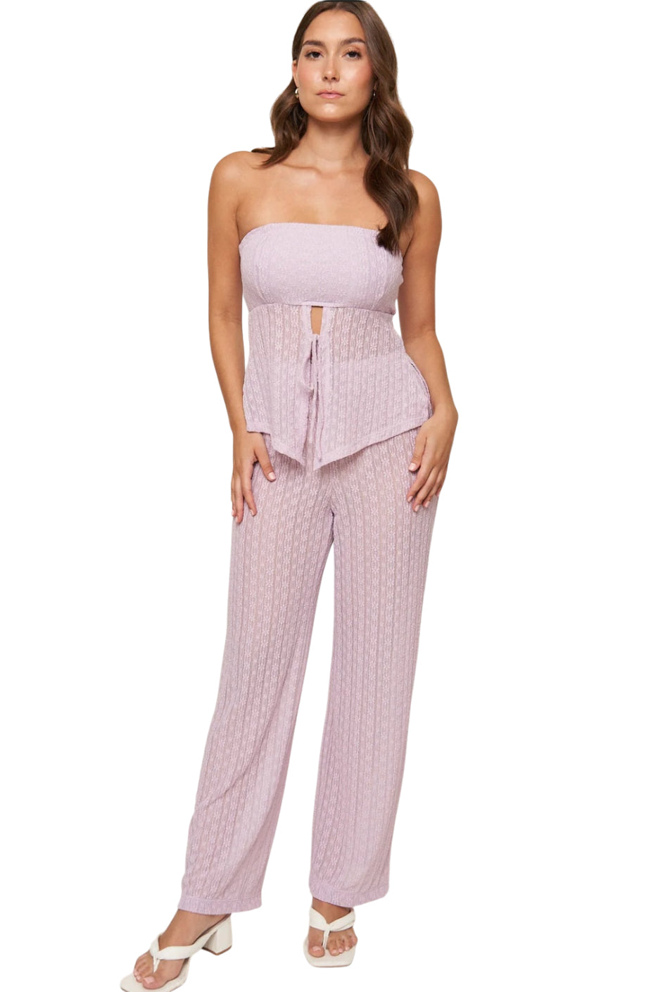 What Lo Wants Elaine Sheer Pant in Lavender (Large)