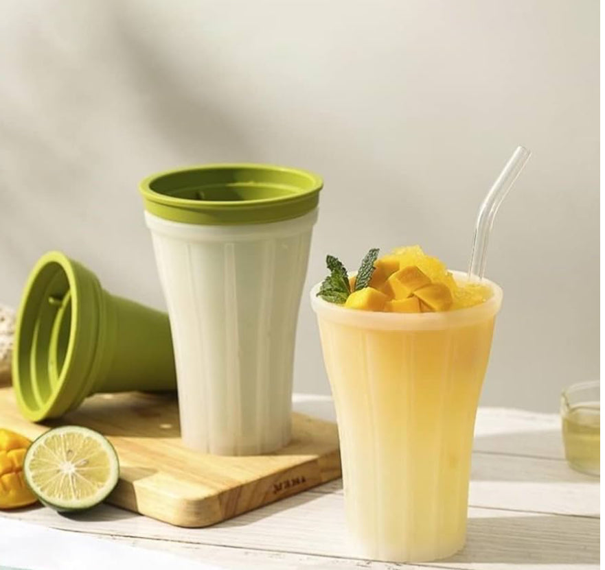 Silicone Slushy Maker Cup Smoothie/ Ice Cream Making Container (Green)