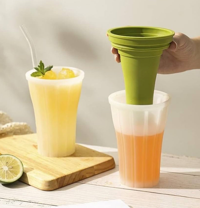 Silicone Slushy Maker Cup Smoothie/ Ice Cream Making Container (Green)