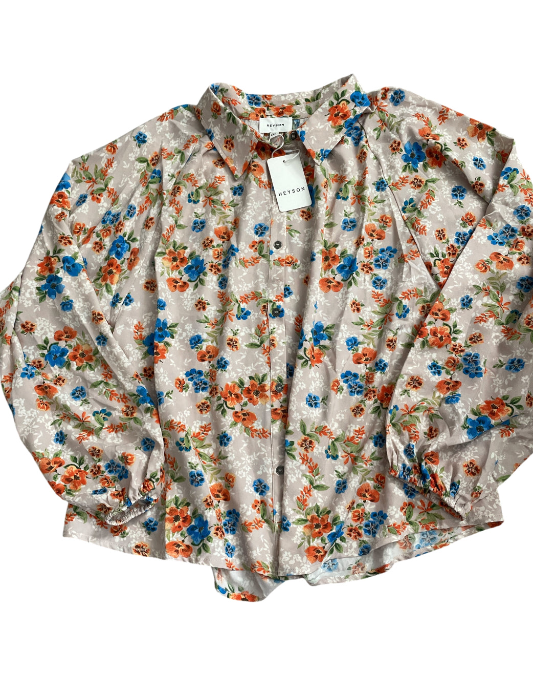Heyson Floral Long-Sleeve Button-up blouse (1x)