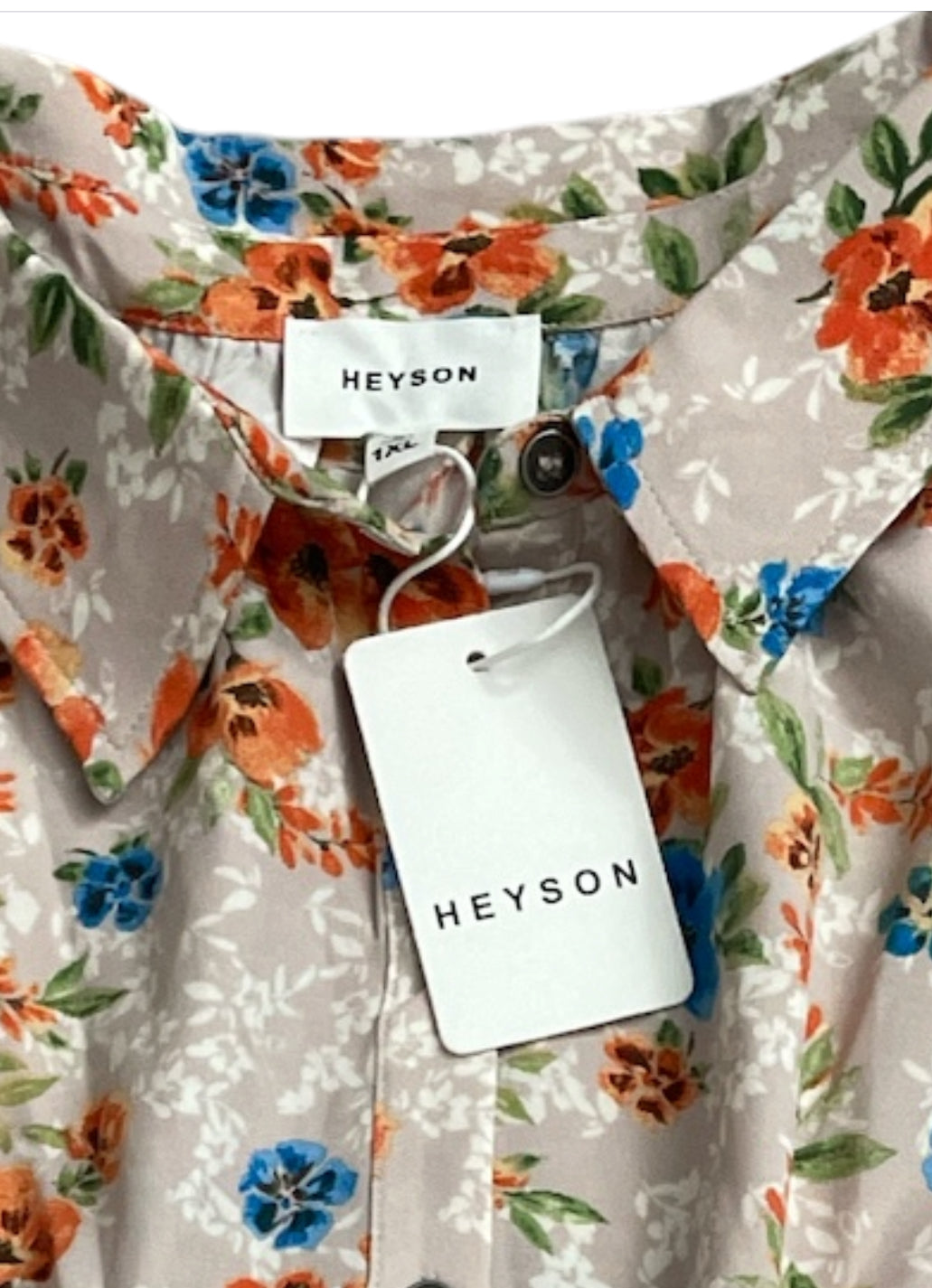 Heyson Floral Long-Sleeve Button-up blouse (1x)