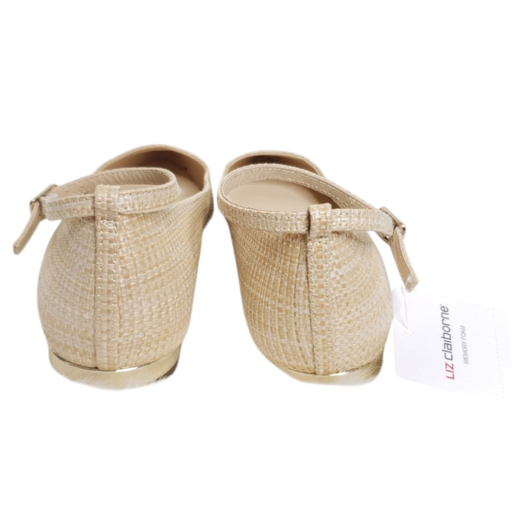 Liz Claiborne Natural Pointed Toe Buckle Ballet Flat (7.5)