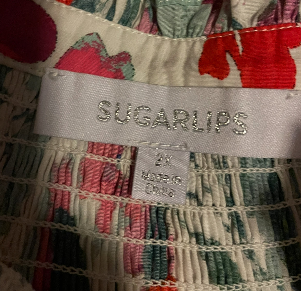 Sugarlips Kivia Smocked Floral Print Top (2x)