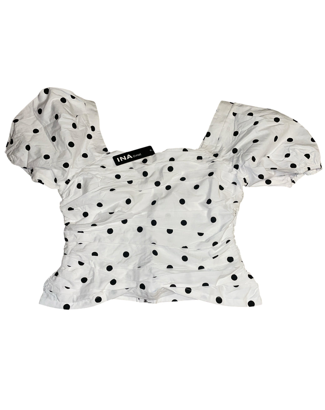 INA Black Polka-Dot Print Top (Large)