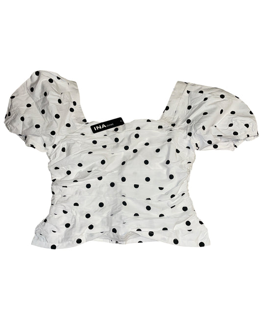 INA Black Polka-Dot Print Top (Large)