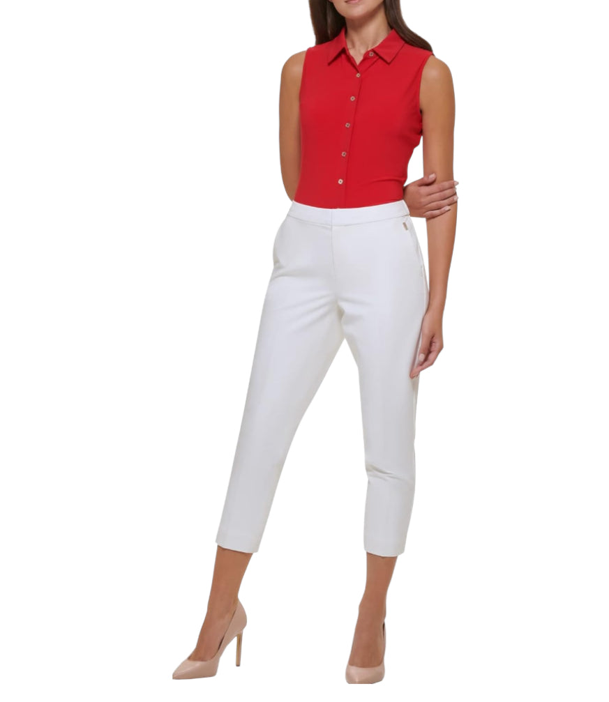 Tommy Hilfiger Cropped Sloane Ankle Pants Ivory (2)