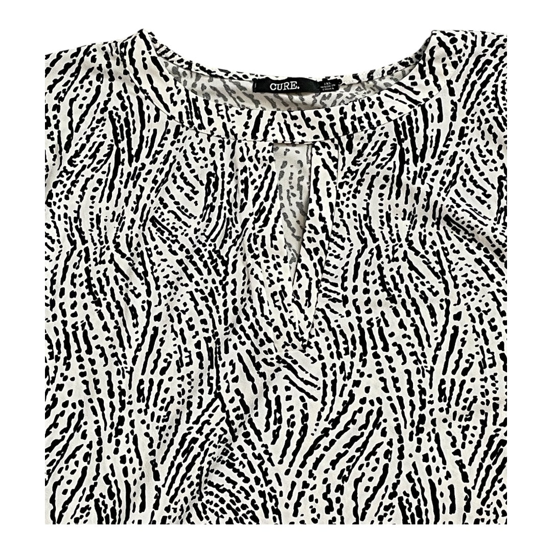 Cure Monochrome Black & White Patterned Blouse (1xl)
