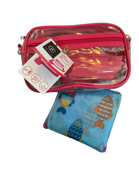 Pink Clear Crossover Bag with Fish Print Tote Bag