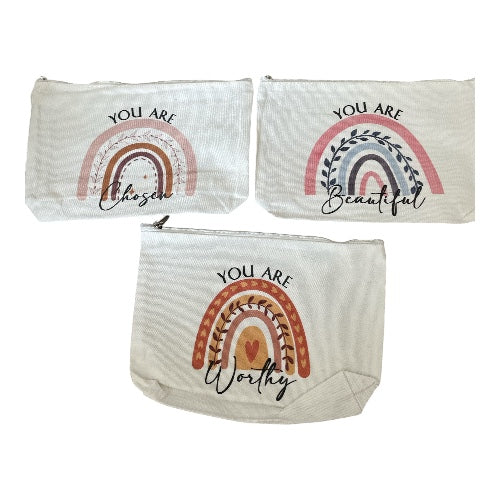 Motivational Canvas Cosmetic Bags set of 3