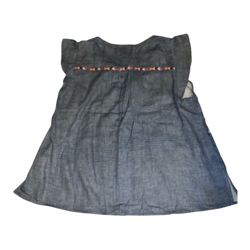 Savanna Jane embroidered top with a blue and white pinstripe pattern (1x)