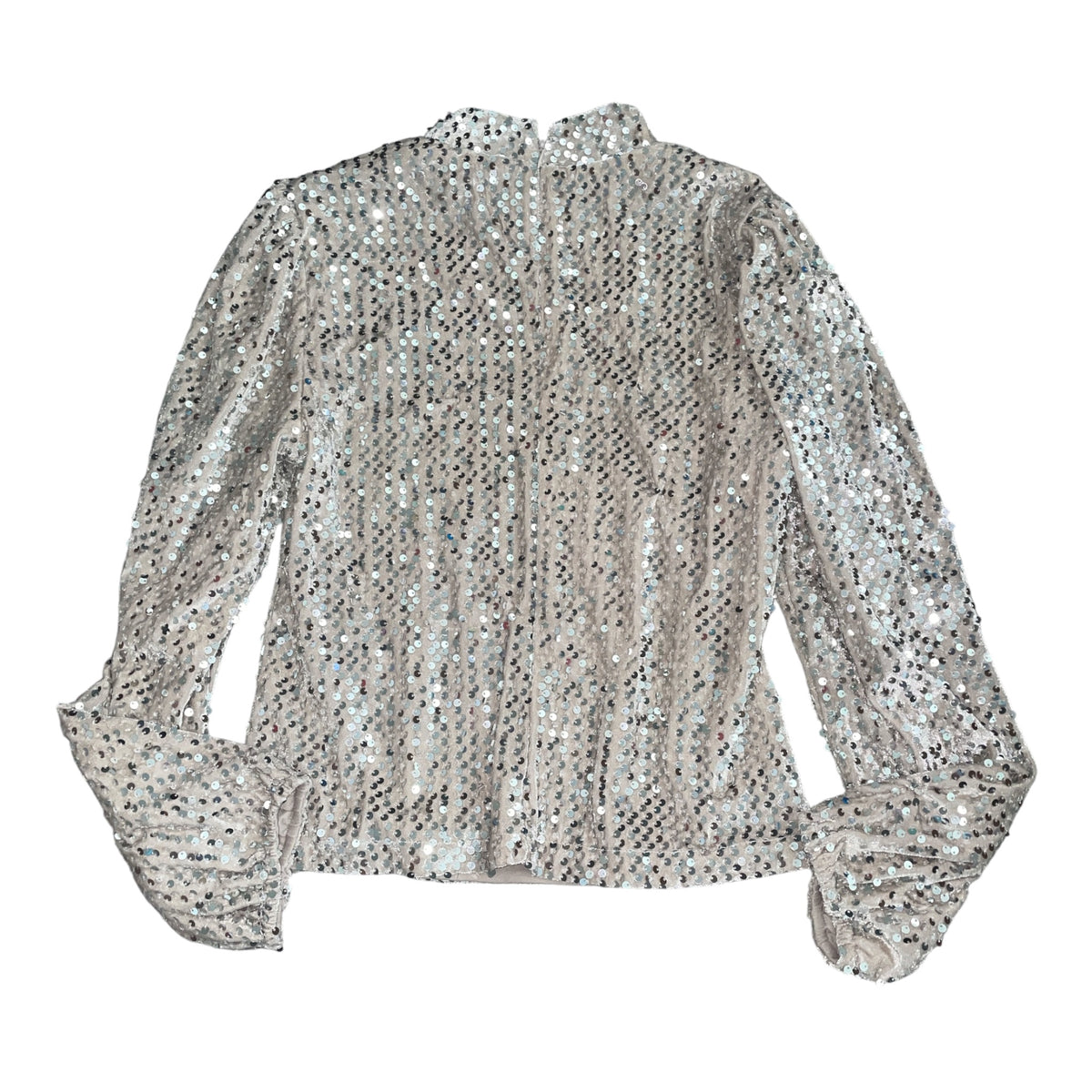 Sanctuary “All Nighter” Silver Sequin Mock Neck Top (Medium)